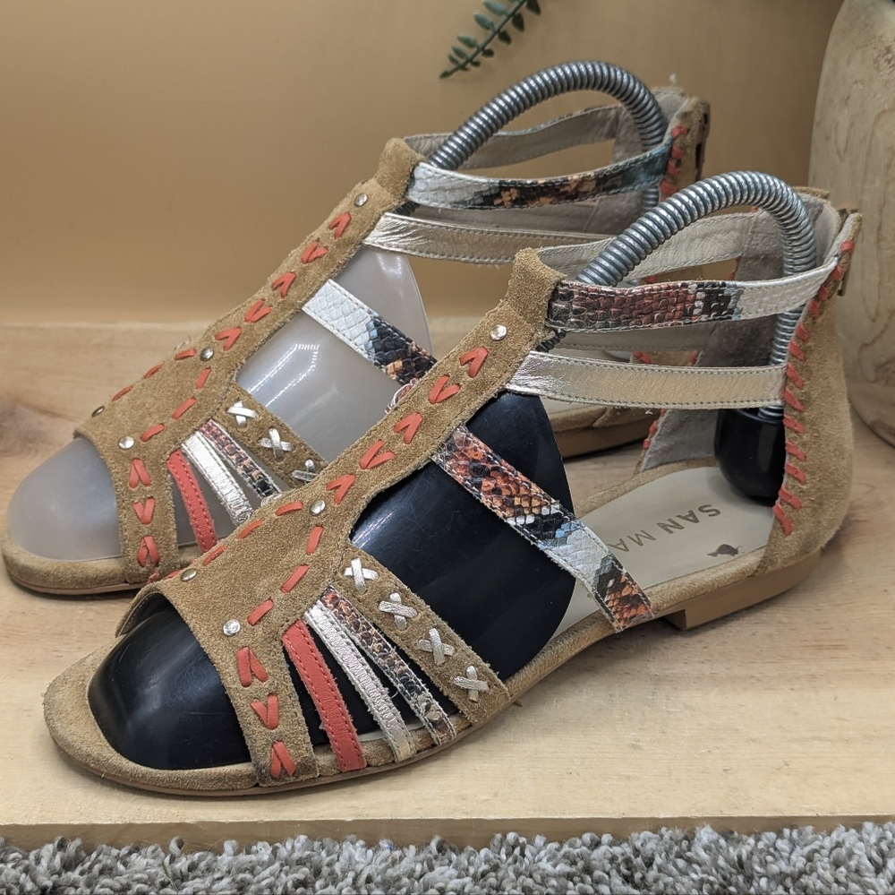 San Marina Women's Size 35 Flats Summer Shoes Sandals Rear Zip